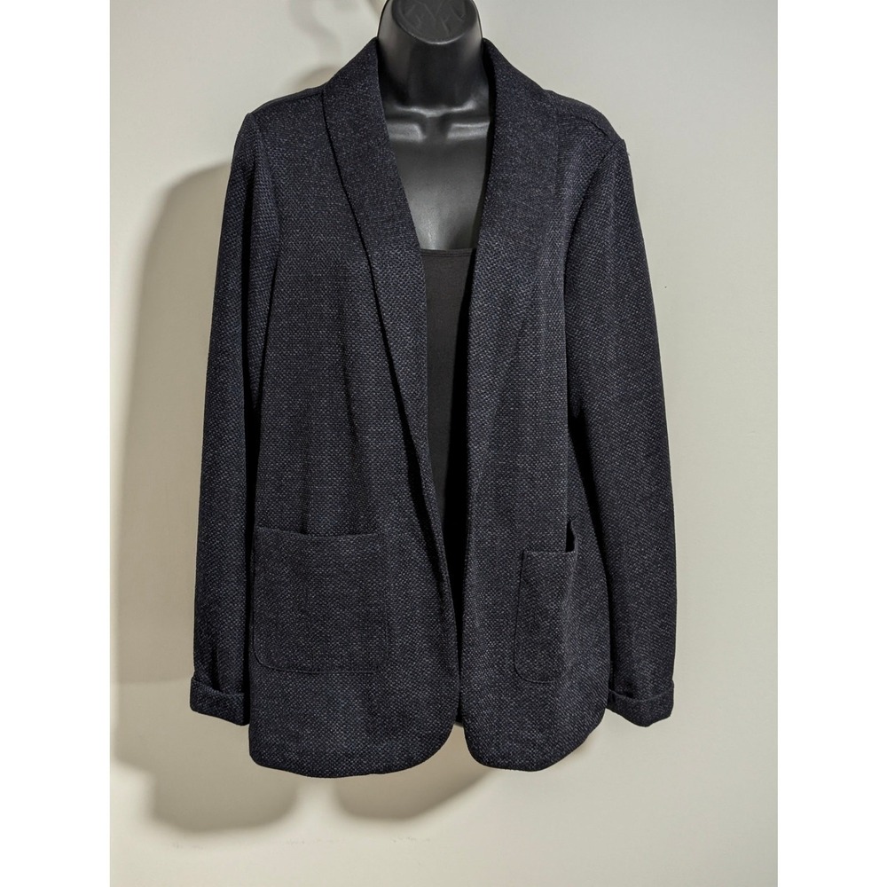 Croft & Barrow Open Front Knit Blazer Jacket Pockets Shawl Collar Medium